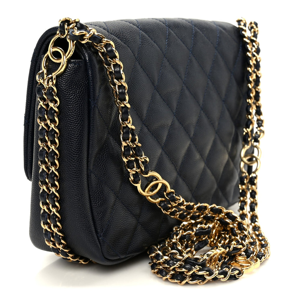 Chanel Caviar Quilted Small CC You Flap Navy