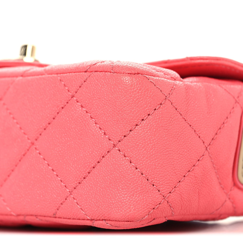 Chanel Iridescent Caviar Quilted Mini Flap With Thick Strap Pink Beige