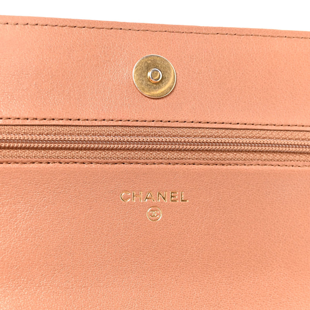 Chanel Lambskin Quilted Chanel 19 Wallet On Chain WOC Brown