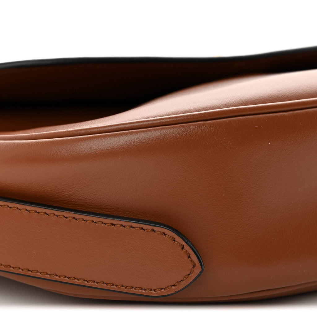 Prada Soft Calfskin Traingle Arque Flap Shoulder Bag Cognac
