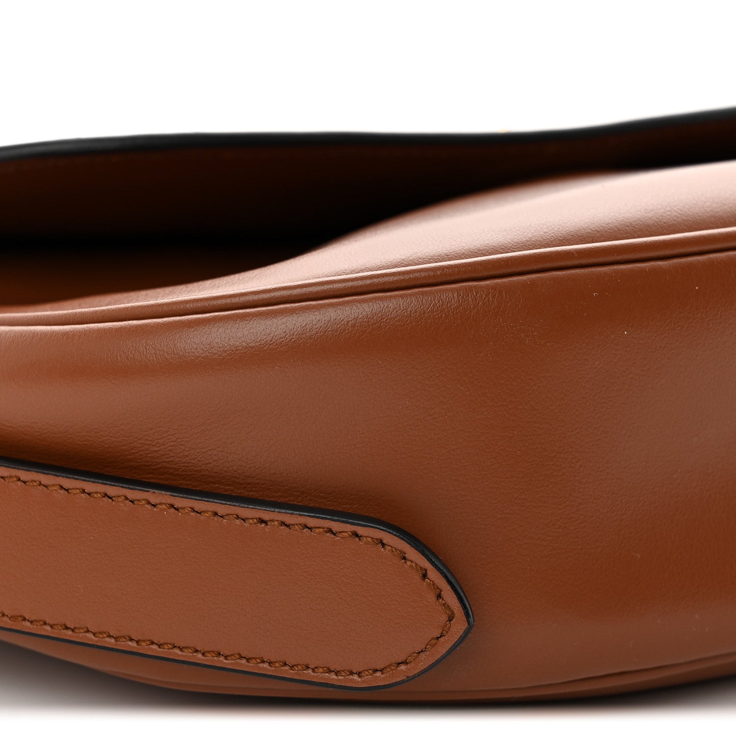 Prada Soft Calfskin Traingle Arque Flap Shoulder Bag Cognac