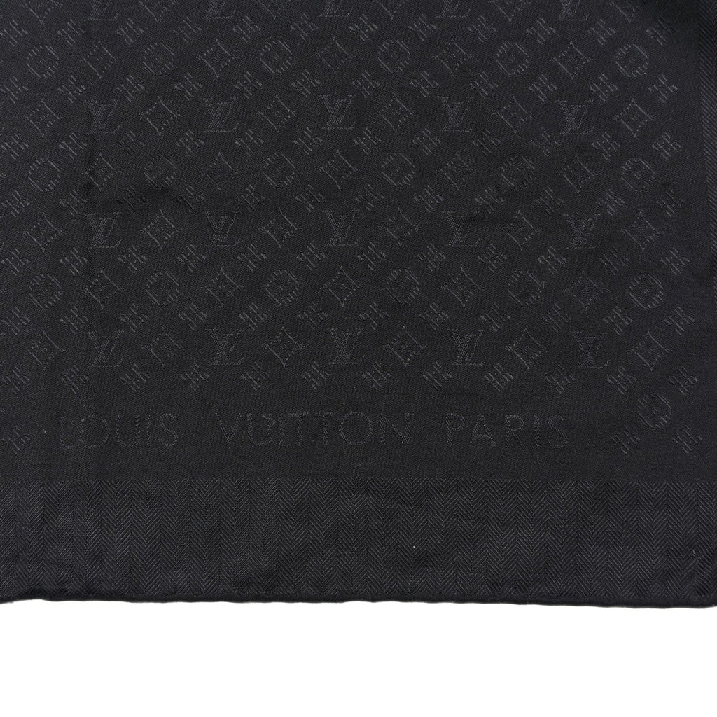 Louis Vuitton Silk Wool Monogram Evermore Shawl Black