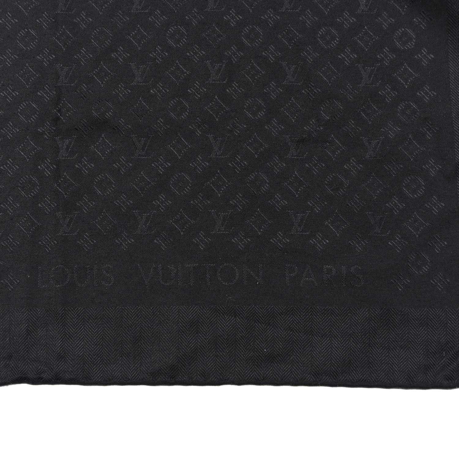 Louis Vuitton Silk Wool Monogram Evermore Shawl Black