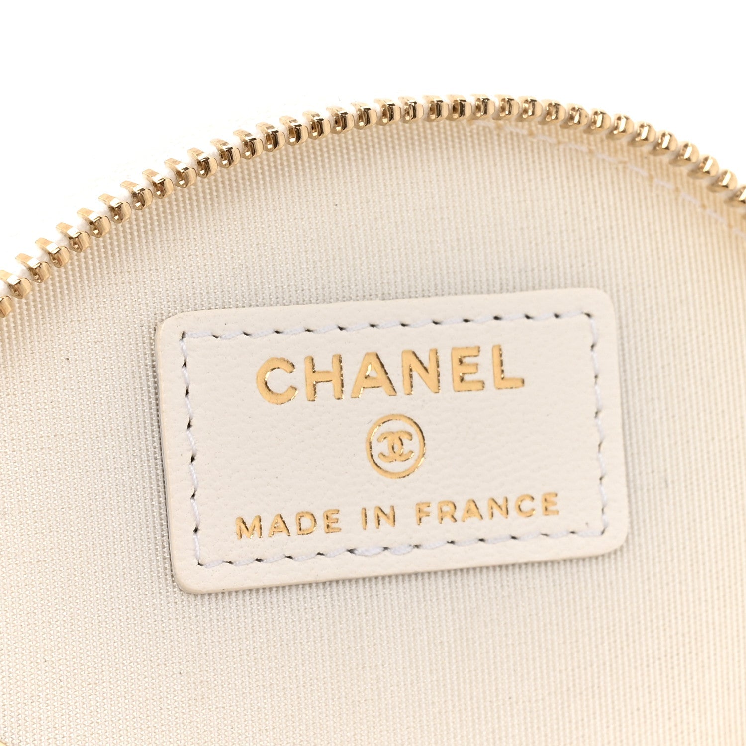 Chanel Lambskin Quilted Round Small Vanity Case With Chain White Black