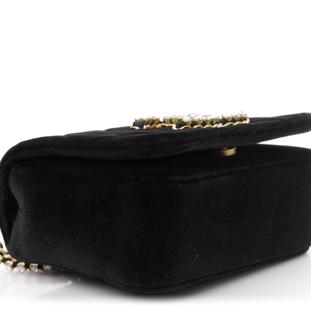 Chanel Velvet Quilted Crystal CC Mini Flap Black