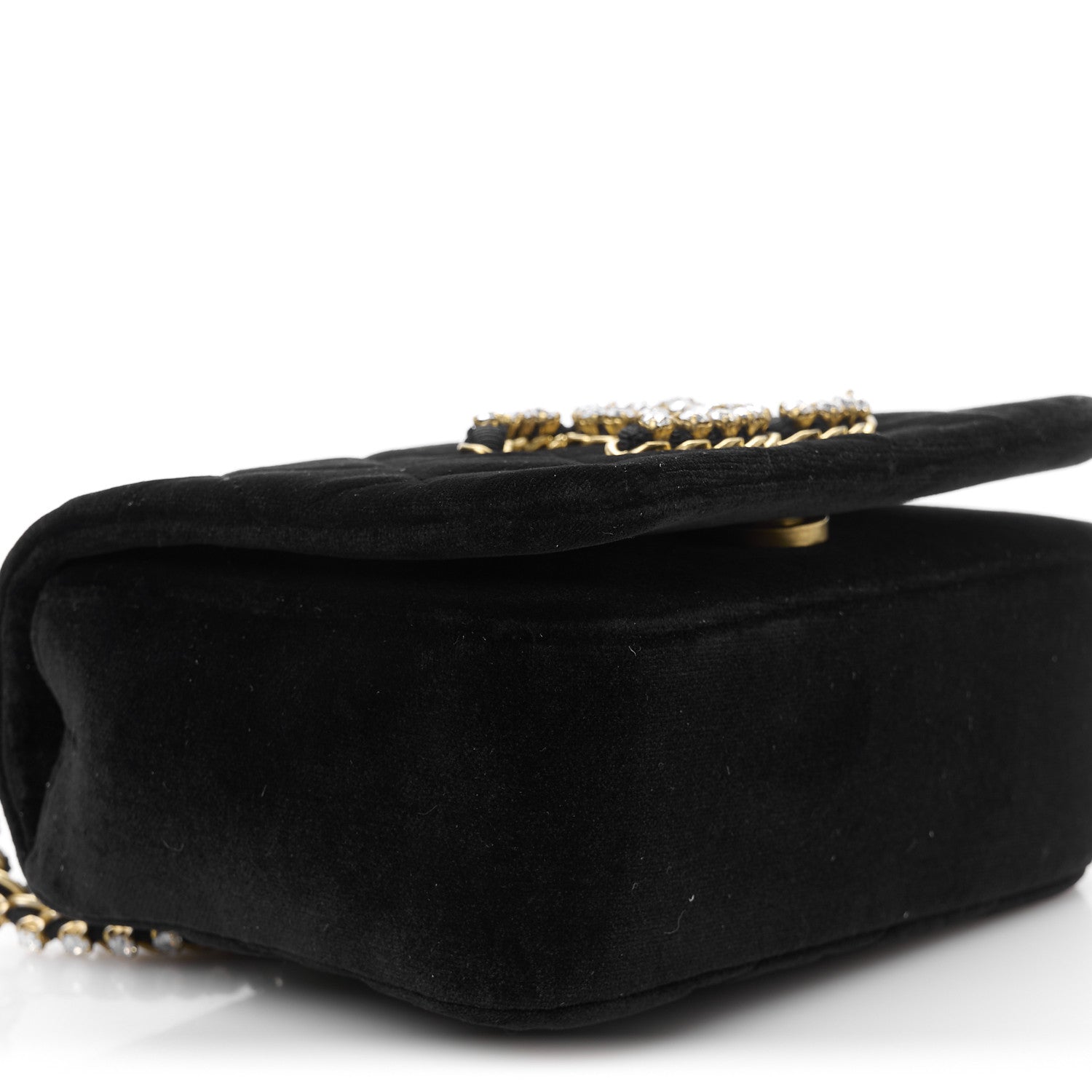 Chanel Velvet Quilted Crystal CC Mini Flap Black
