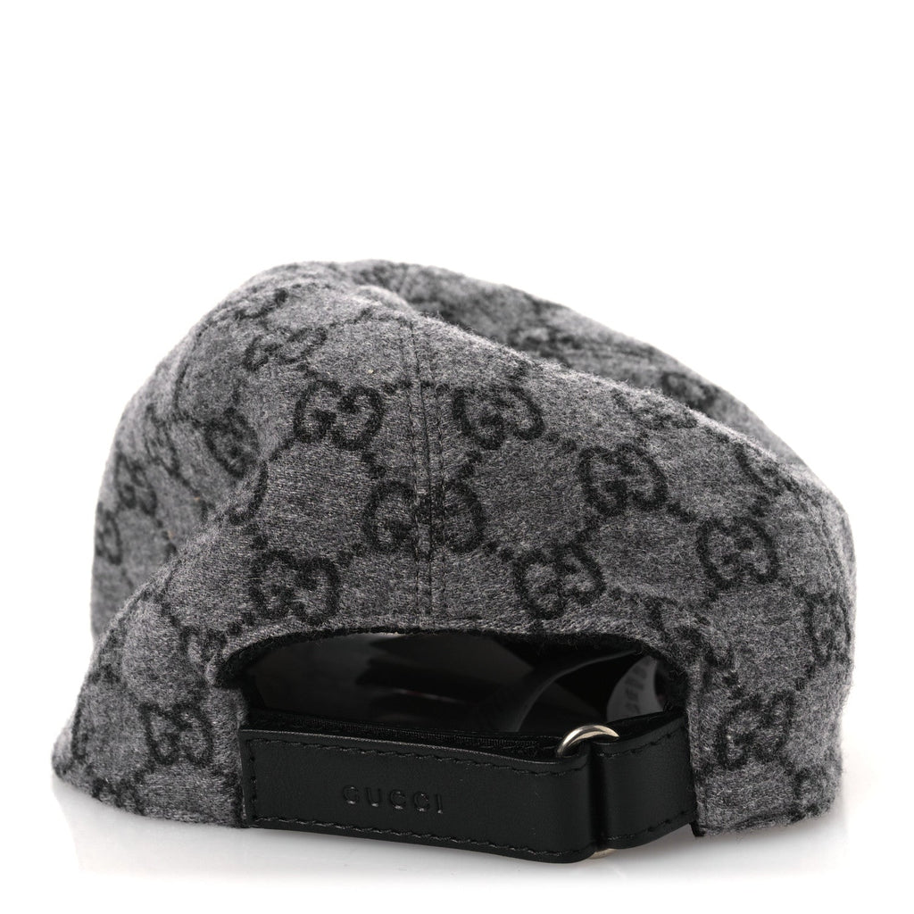 Gucci Covered Wool GG Monogram Baseball Hat L Grey Dark Grey Black