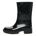Louis Vuitton Rubber Embossed Monogram Splash Rain Short Boots 38 Black