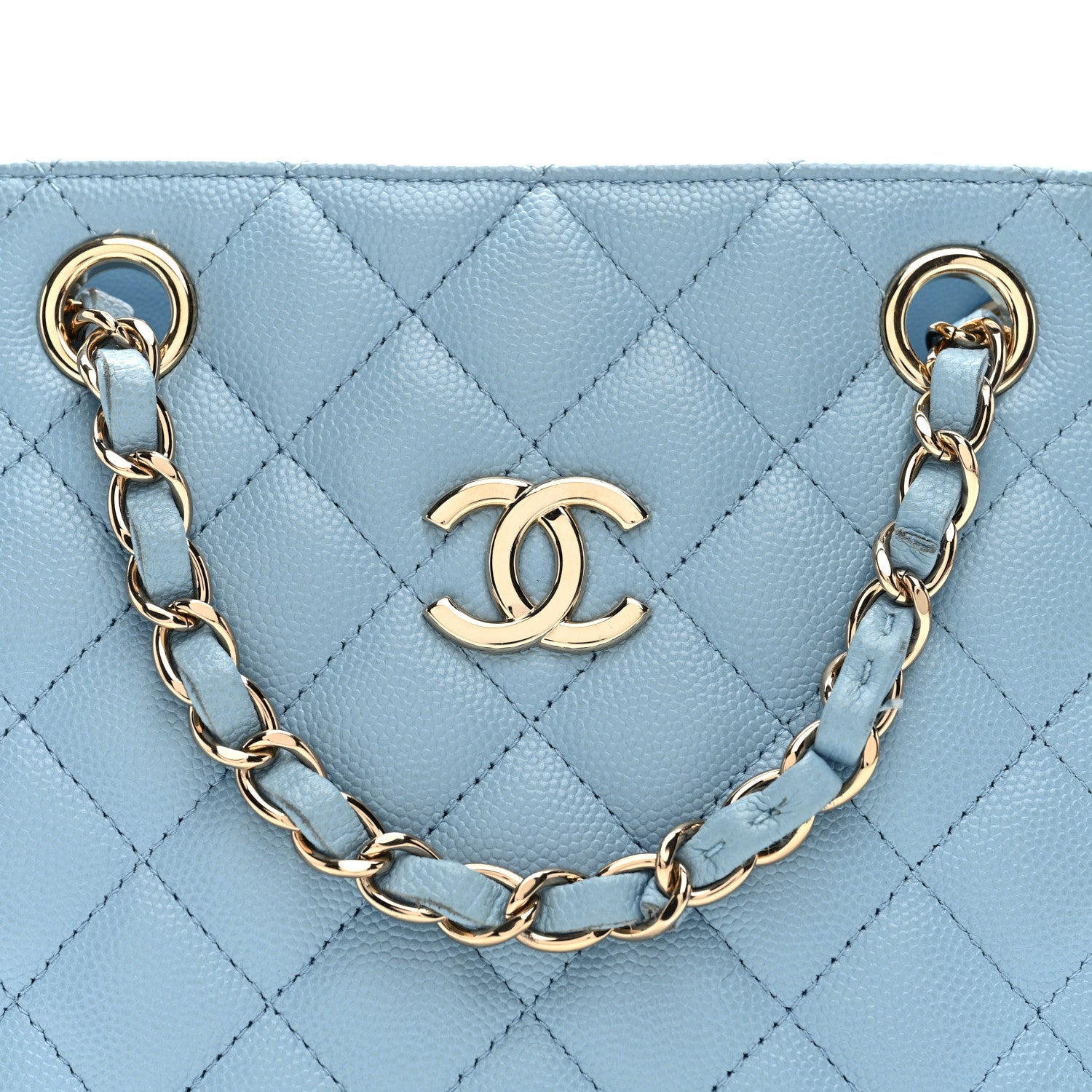 Chanel Caviar Quilted Mini Bucket Bag Blue
