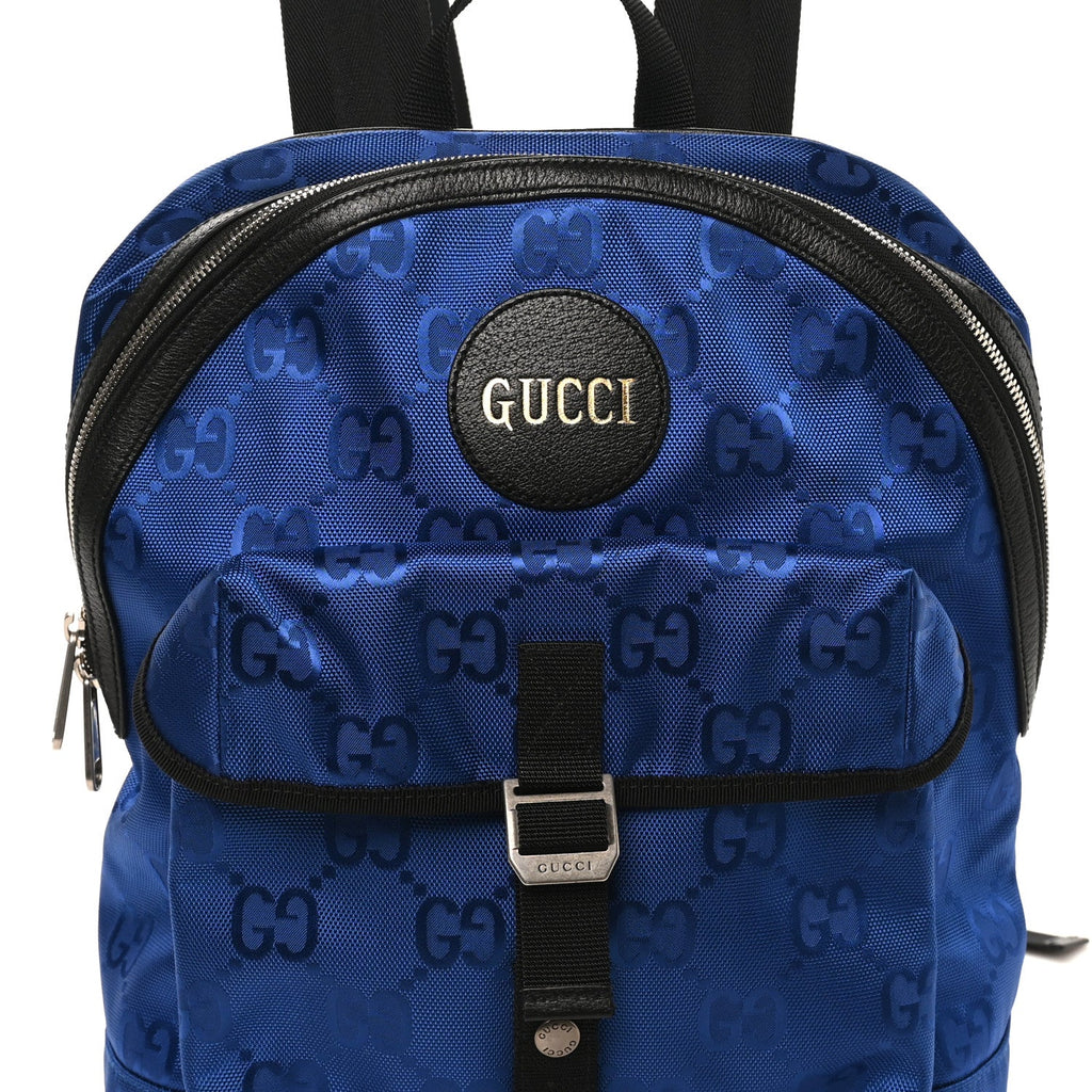 Gucci Econyl Nylon Monogram Off The Grid Backpack Guilted Blue Black