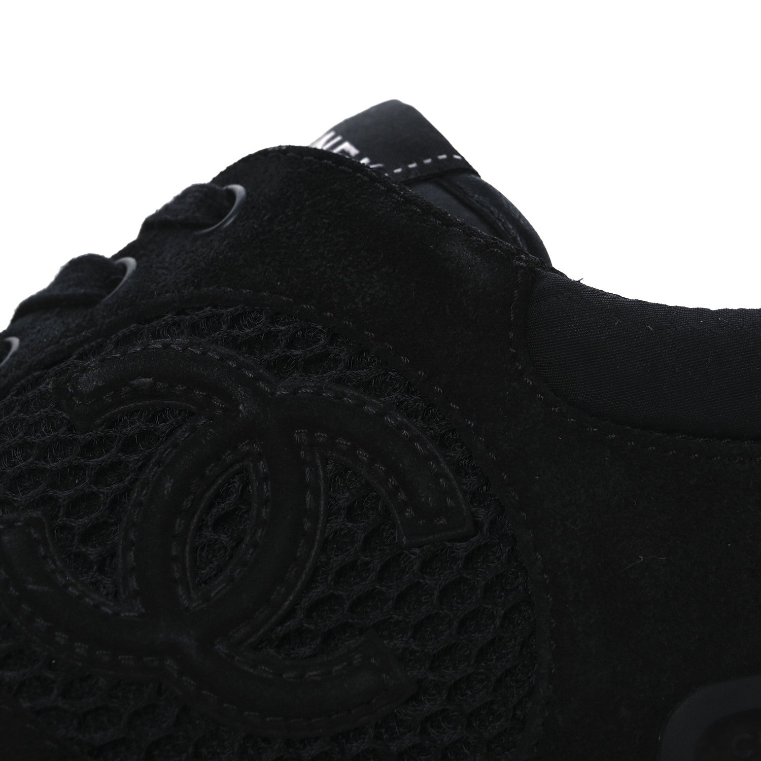 Calfskin Mesh Lycra Suede Womens Logo Sneakers 40 Black