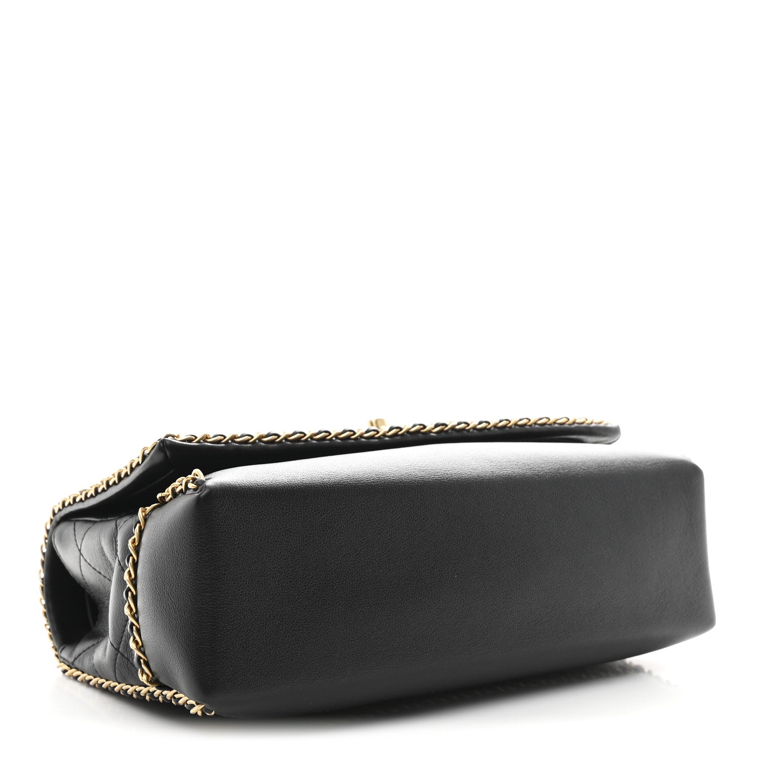 Chanel Calfskin Stitched Chain Flap Black