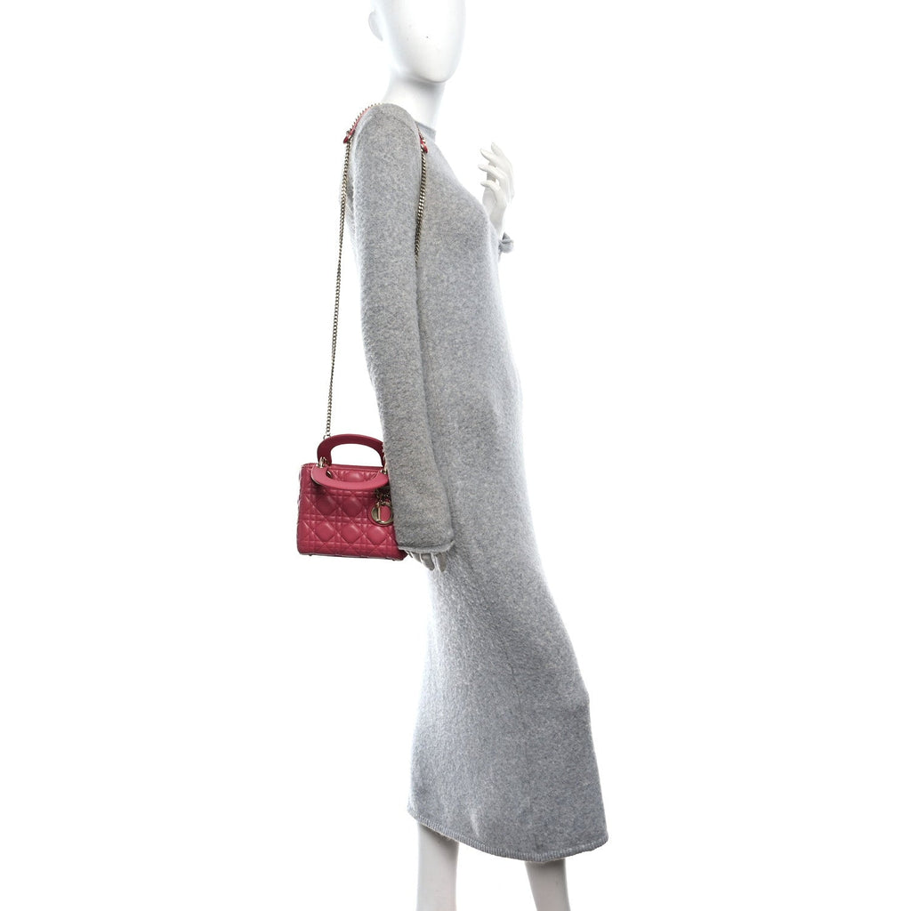 Christian Dior Lambskin Cannage Mini Lady Dior Pink