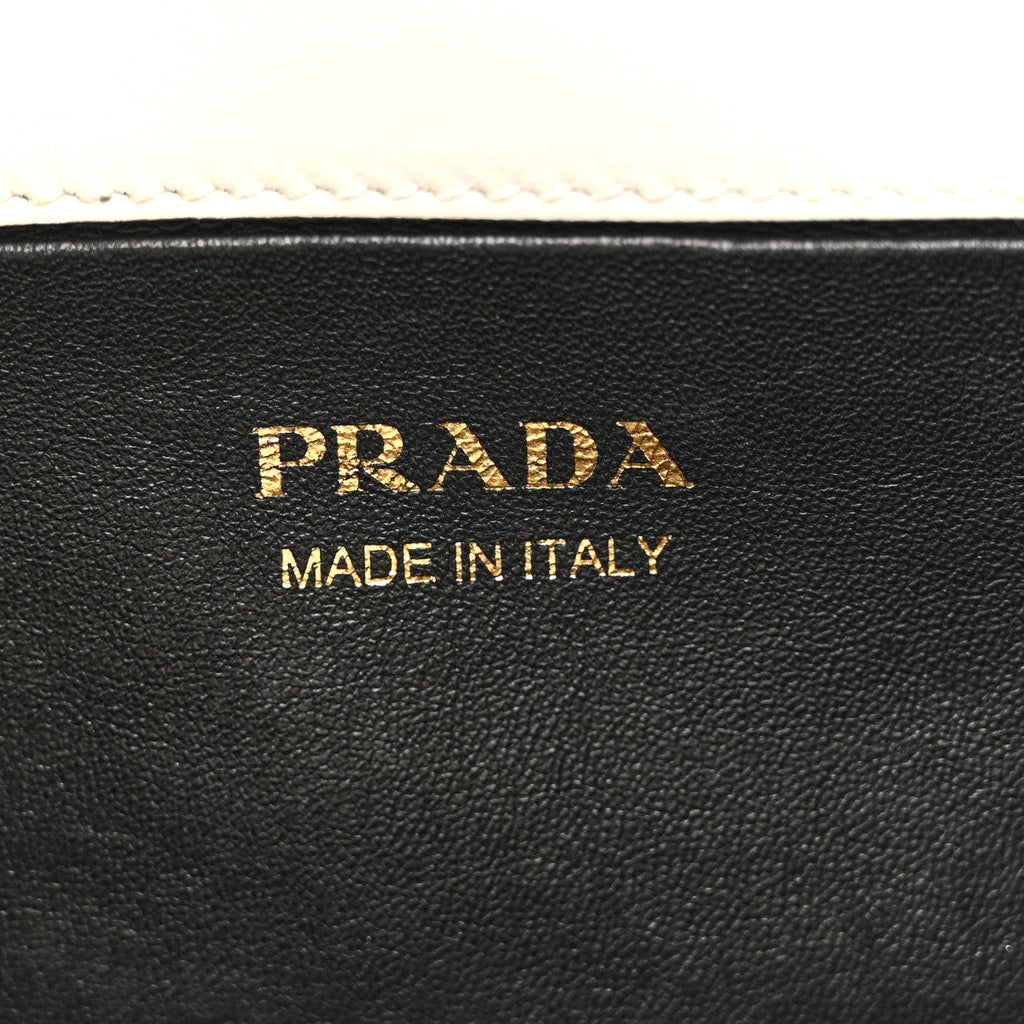 Prada Brushed Calfskin Cleo Adjustable Strap Shoulder Bag White