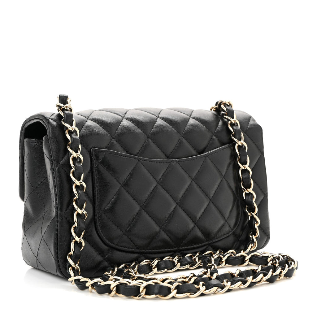 Chanel Lambskin Quilted Mini Rectangular Flap Black