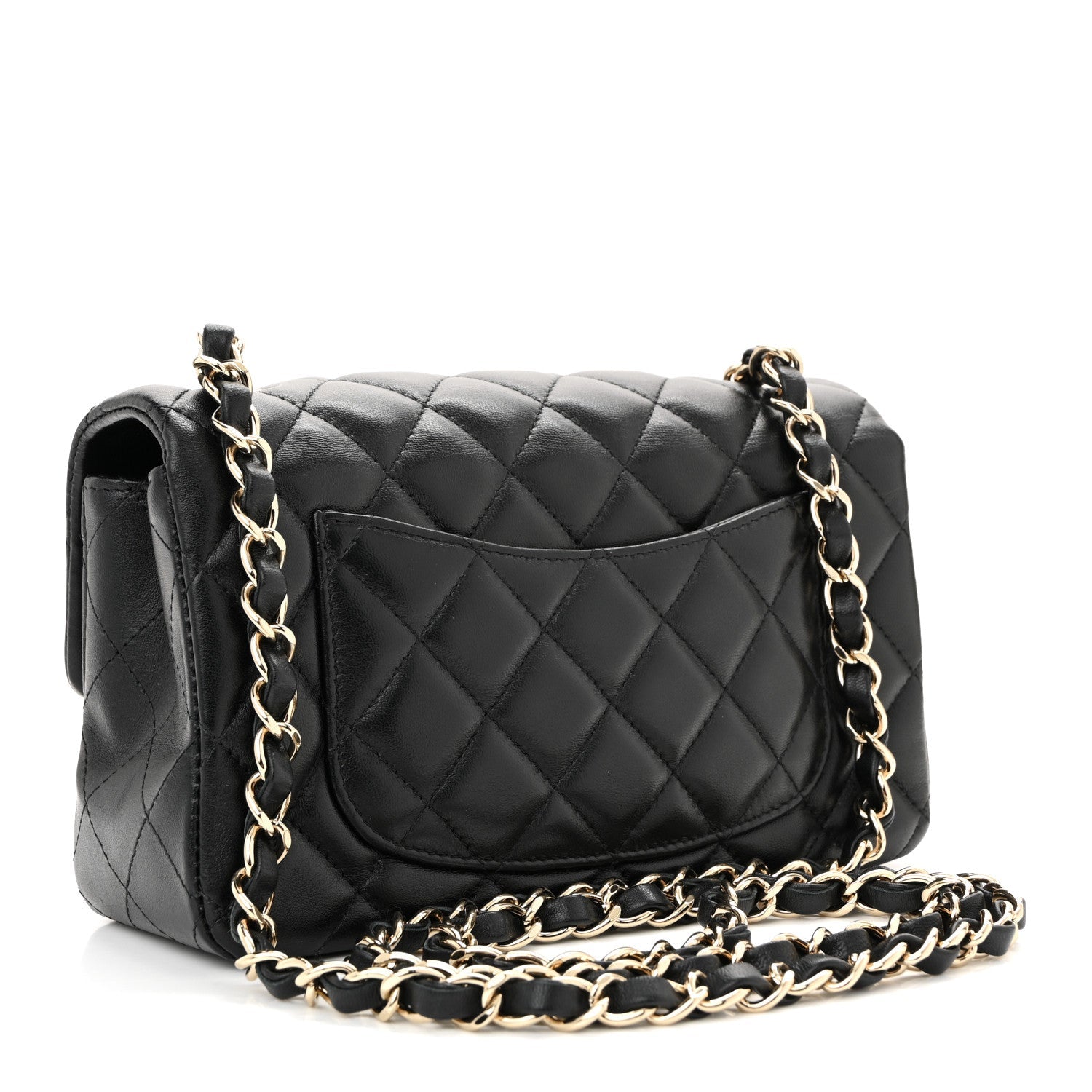 Chanel Lambskin Quilted Mini Rectangular Flap Black