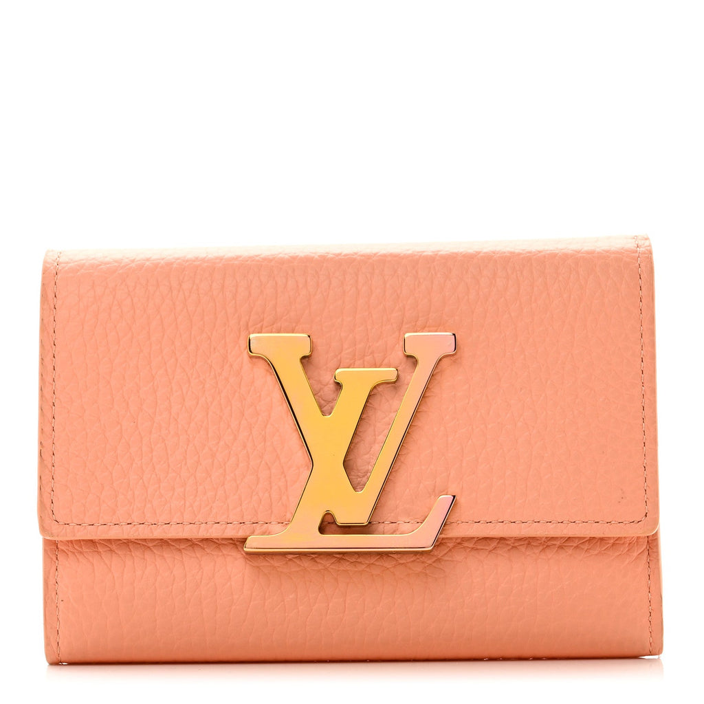 Louis Vuitton Taurillon Capucines Compact Maxi Wallet Apricot Orange