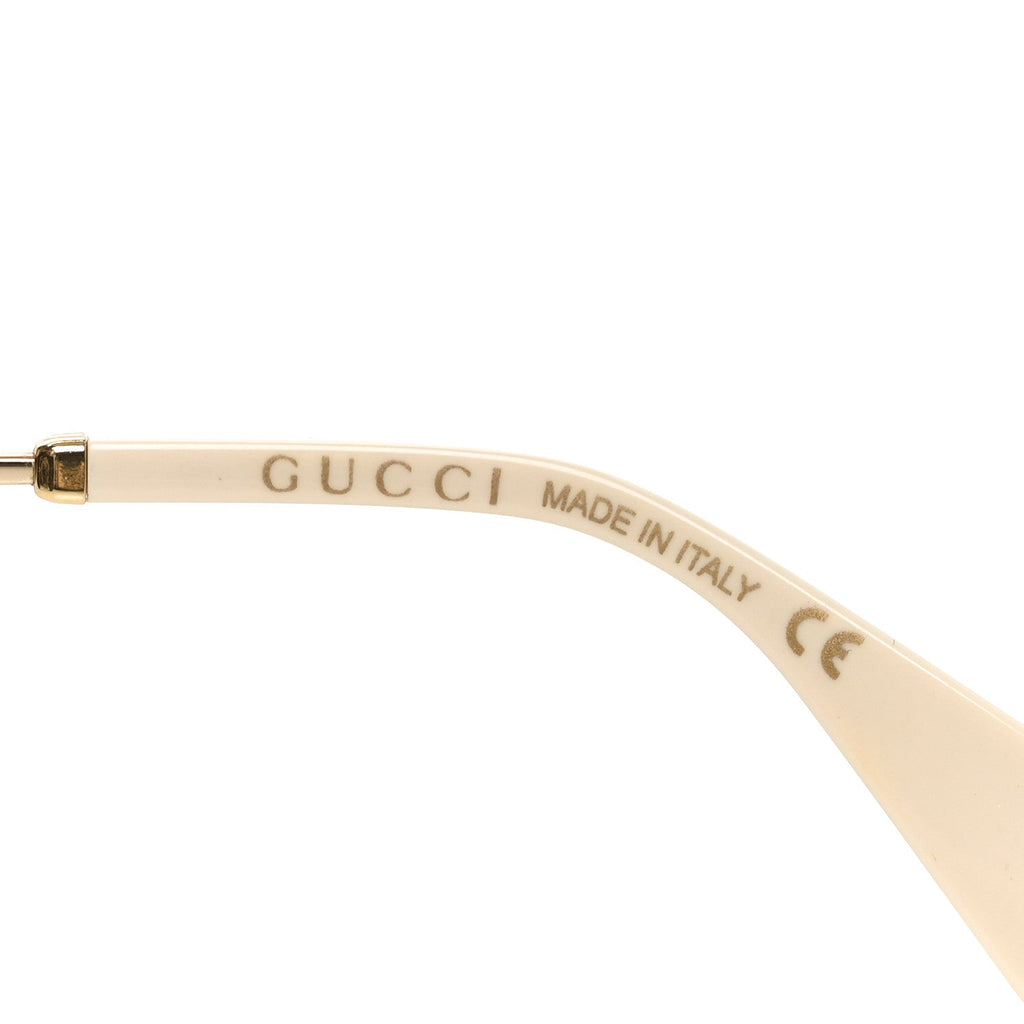 Gucci Metal Crystal Geometrical Frame Sunglasses GG0898S Silver Gold