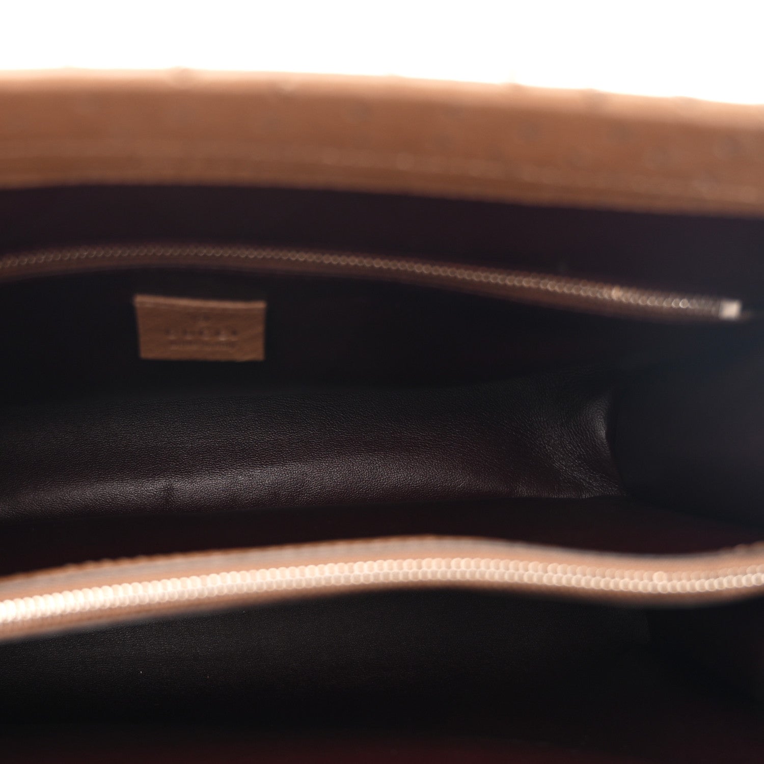 Gucci Ostrich Medium Zumi Top Handle Bag Brown
