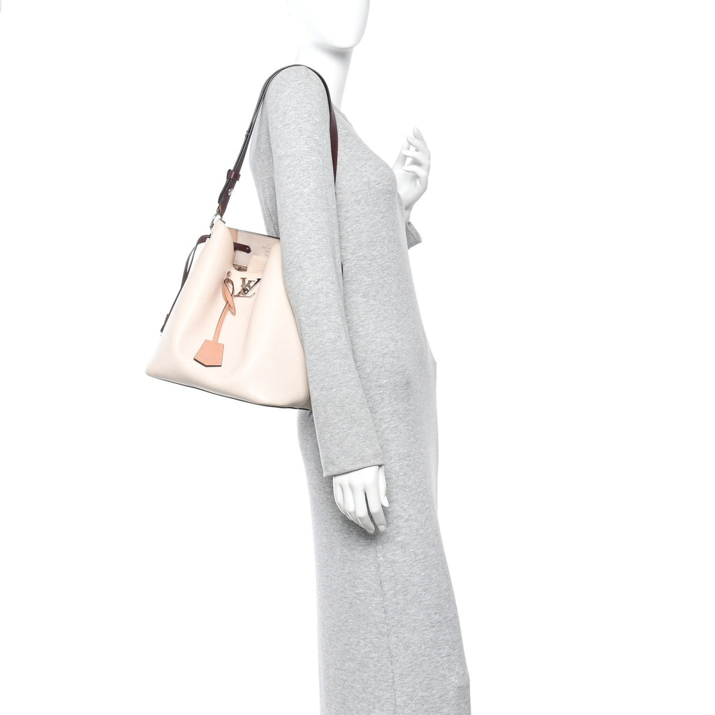 Louis Vuitton Calfskin Lockme Bucket Soie Quartz Calla
