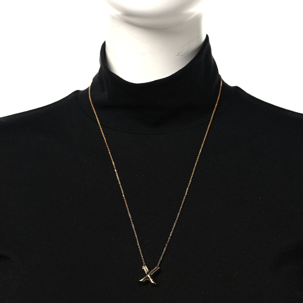 Louis Vuitton Metal LV And Me Letter X Necklace Gold