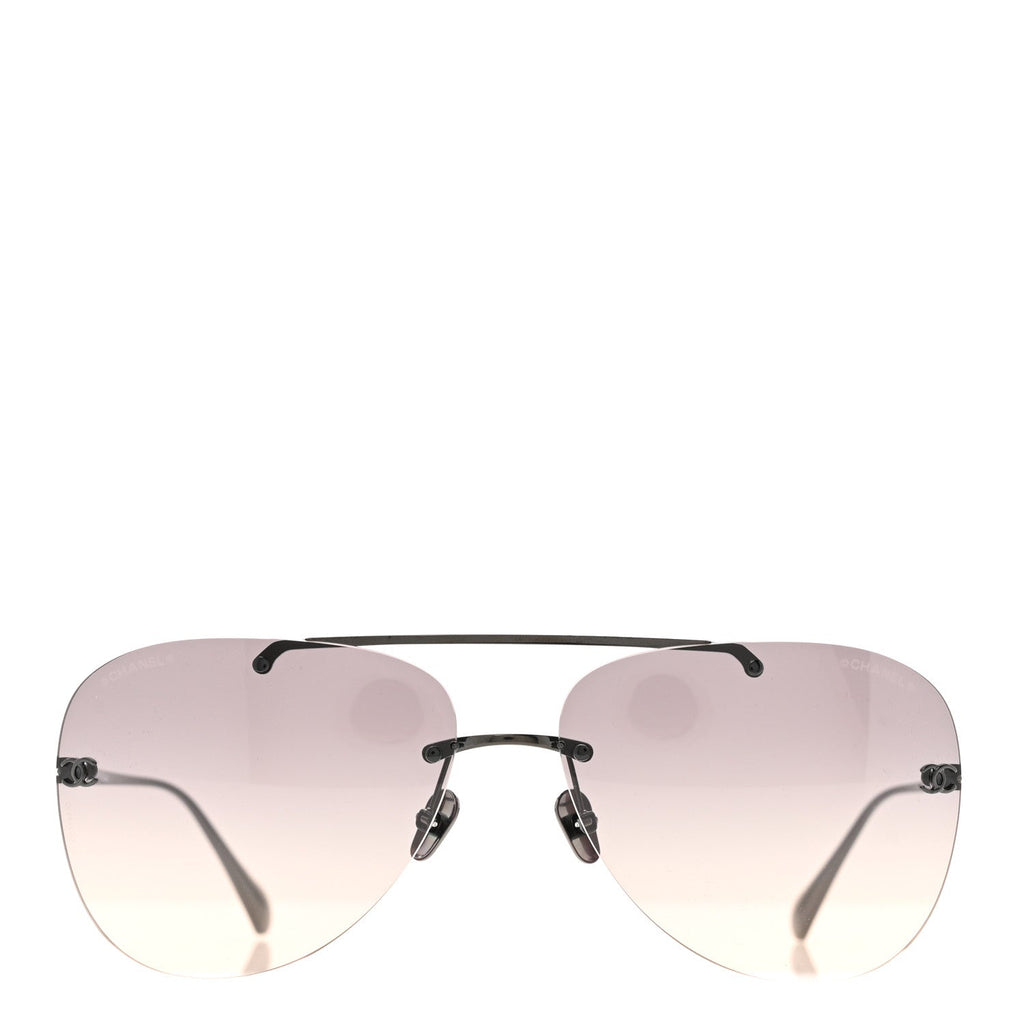 Chanel Titanium CC Pilot Aviator Sunglasses 4285-T Dark Grey