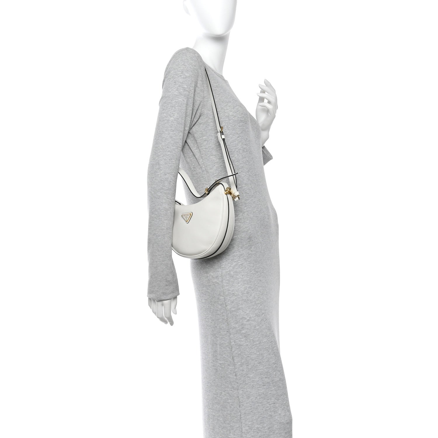 Prada Soft Calfskin Small Arque Shoulder Bag White