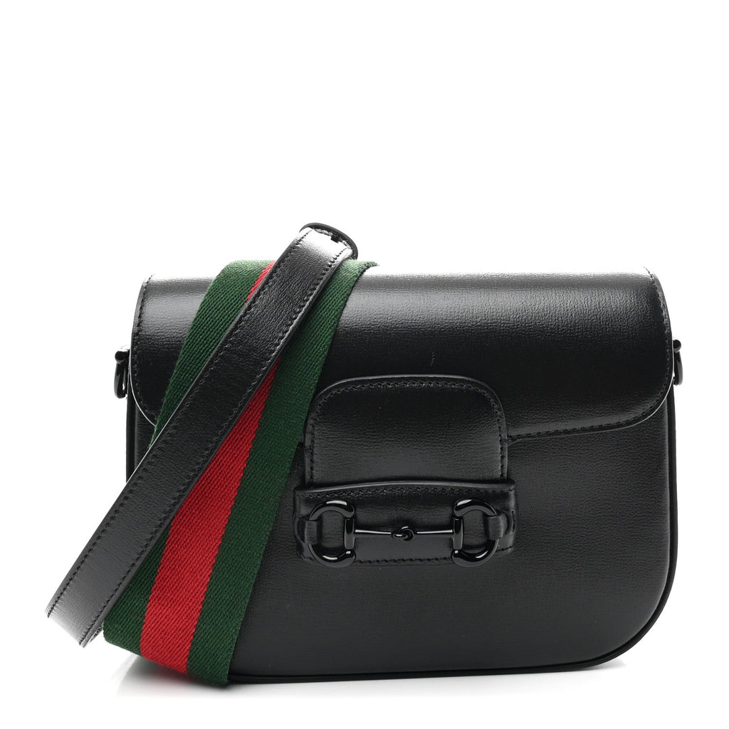 Gucci Azalea Calfskin Web Monochrome Small Horsebit 1955 Shoulder Bag Black
