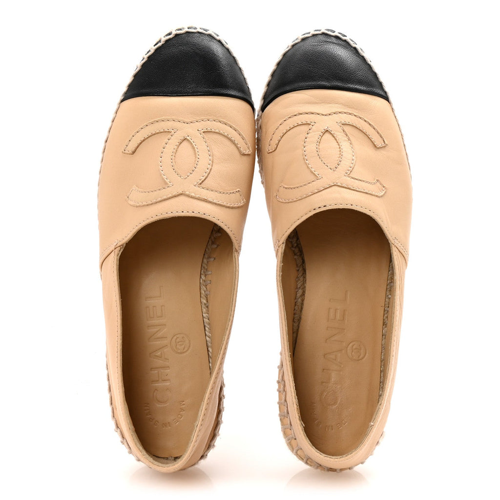 Lambskin CC Espadrilles 35 Beige Black