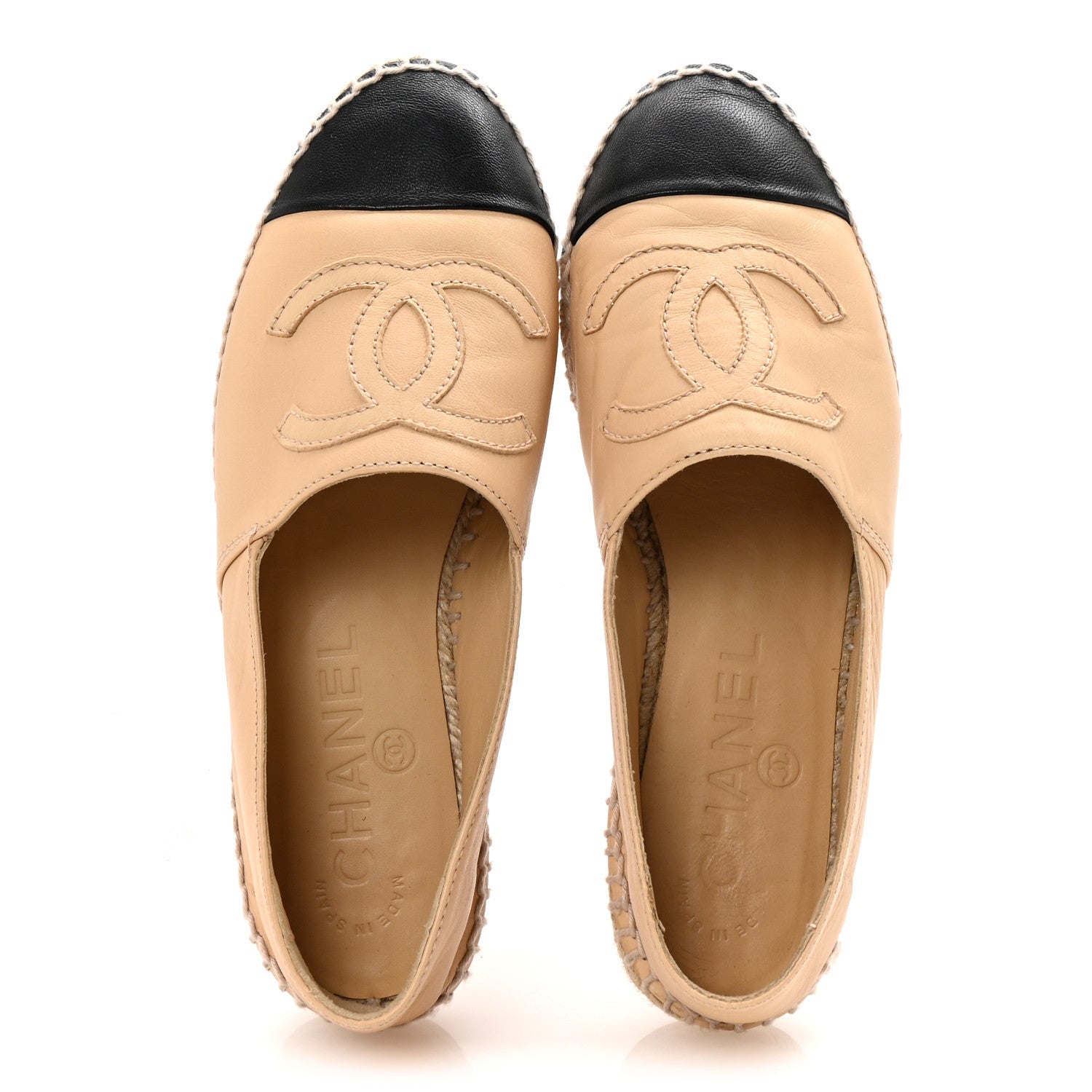 Lambskin CC Espadrilles 35 Beige Black