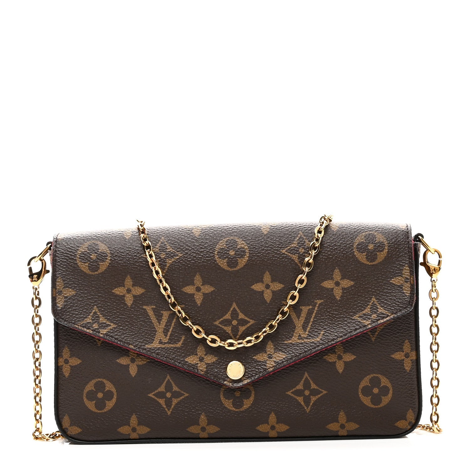 Louis Vuitton Monogram Pochette Felicie Chain Wallet Fuchsia