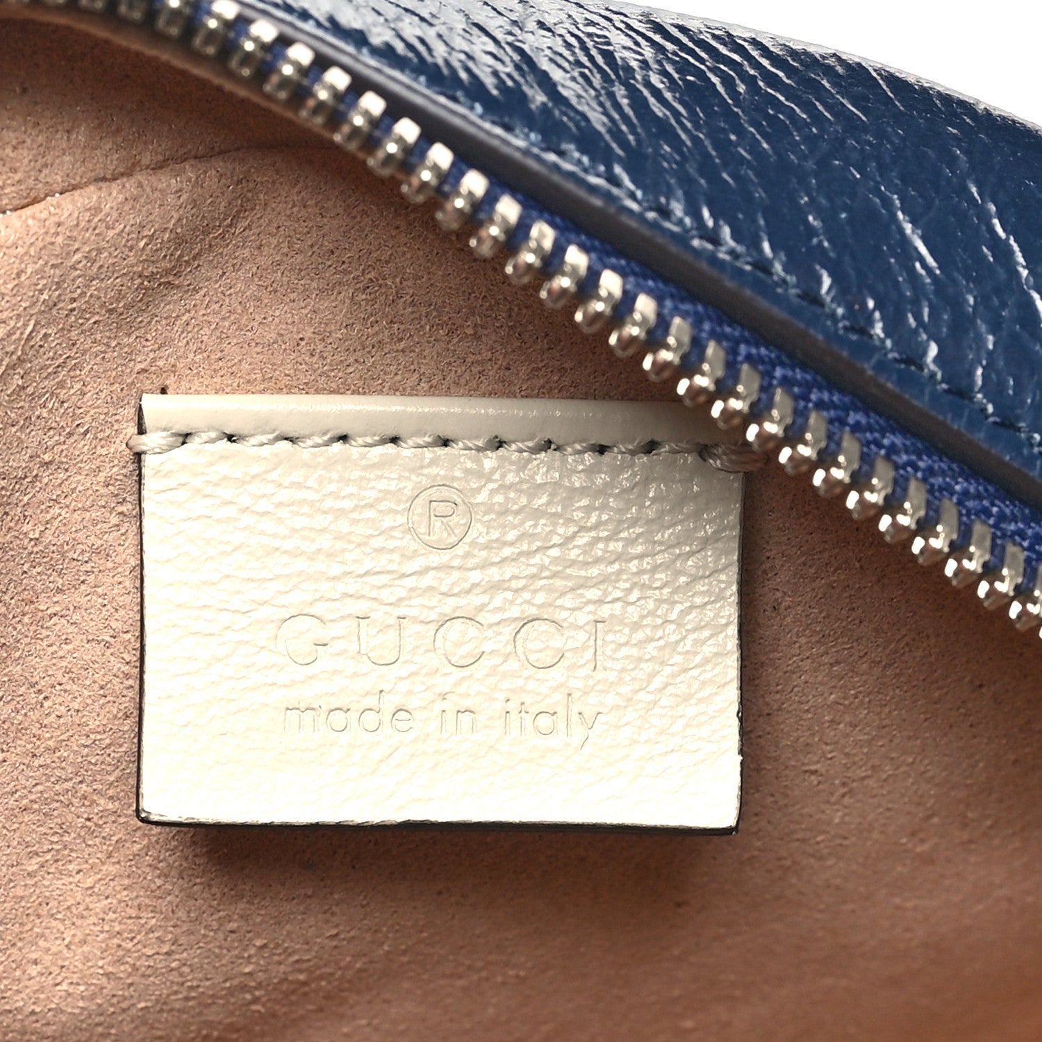 Gucci Azalea Calfskin Matelasse Diagonal Mini Torchon GG Marmont Round Shoulder Bag Blue Agata Mystic White