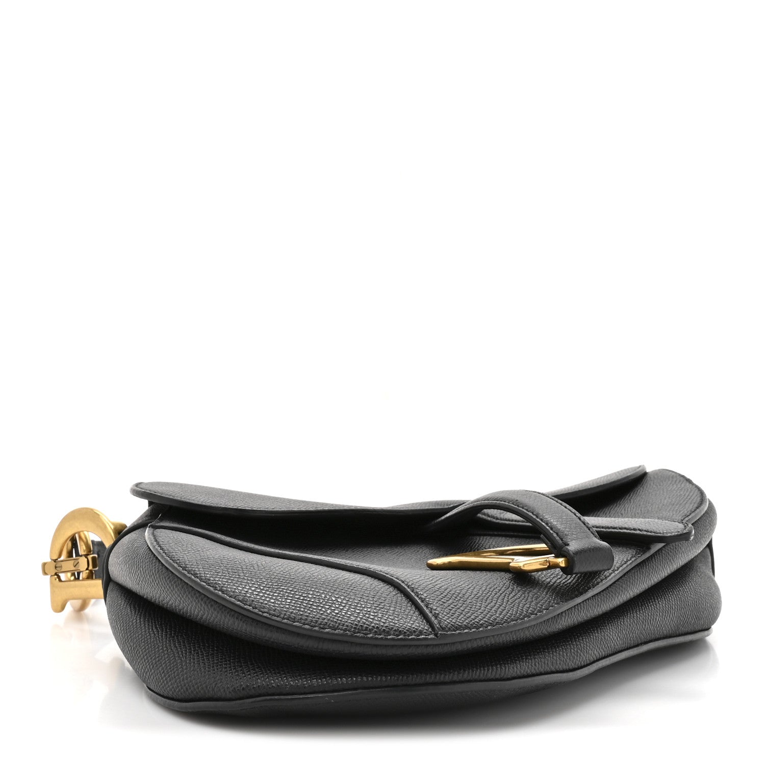 Christian Dior Grained Calfskin Saddle Bag Black