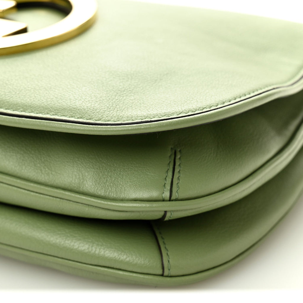Gucci Roxy Calfskin Web Medium Blondie Top Handle Shoulder Flap Bag Salamander Green