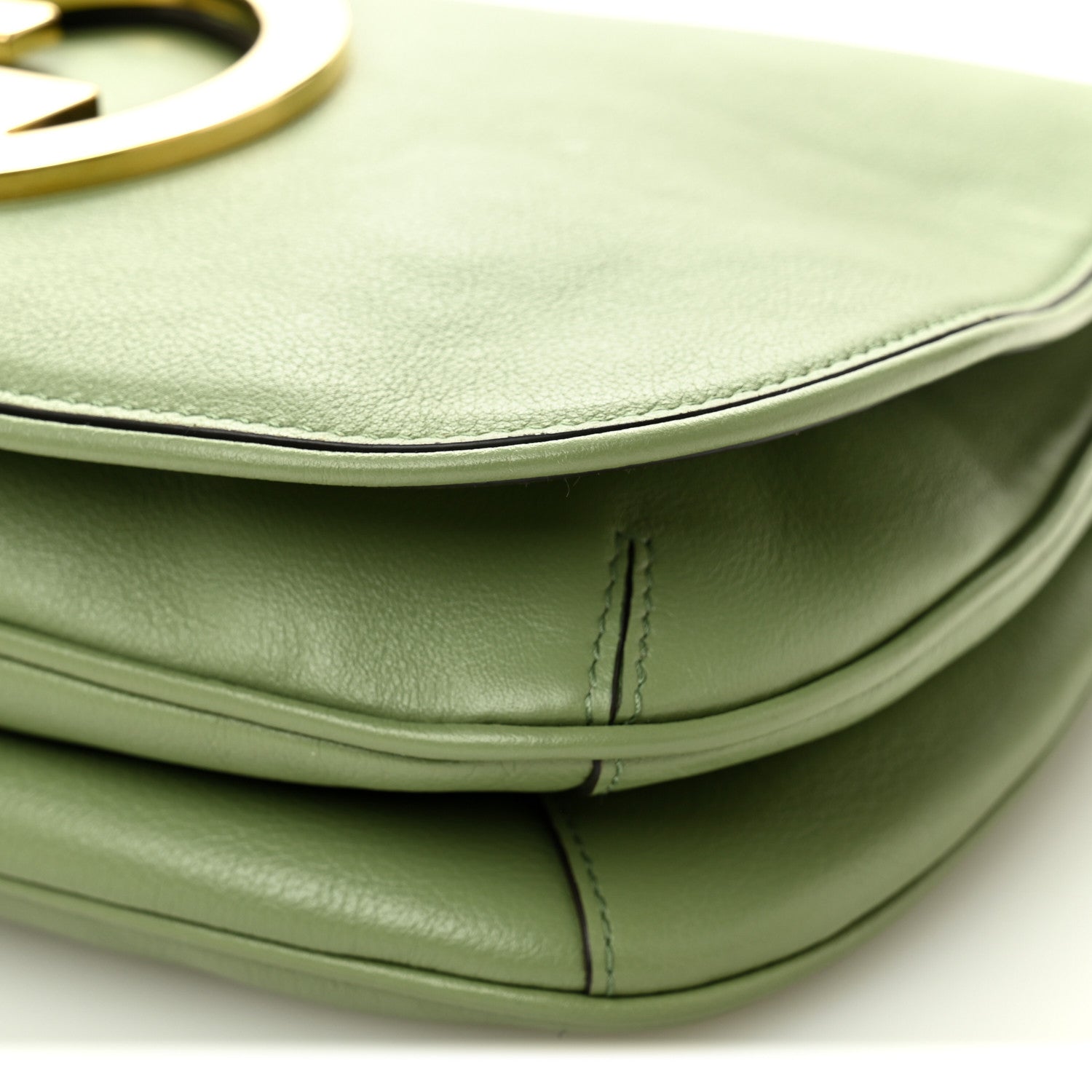 Gucci Roxy Calfskin Web Medium Blondie Top Handle Shoulder Flap Bag Salamander Green