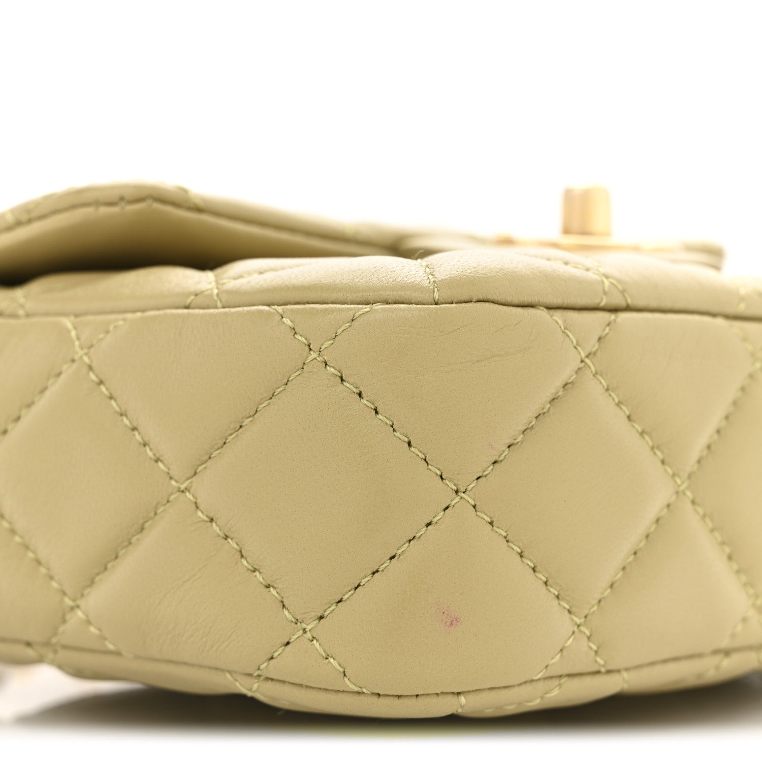 Chanel Lambskin Enamel Quilted Mini Coco Hearts Square Flap Light Green