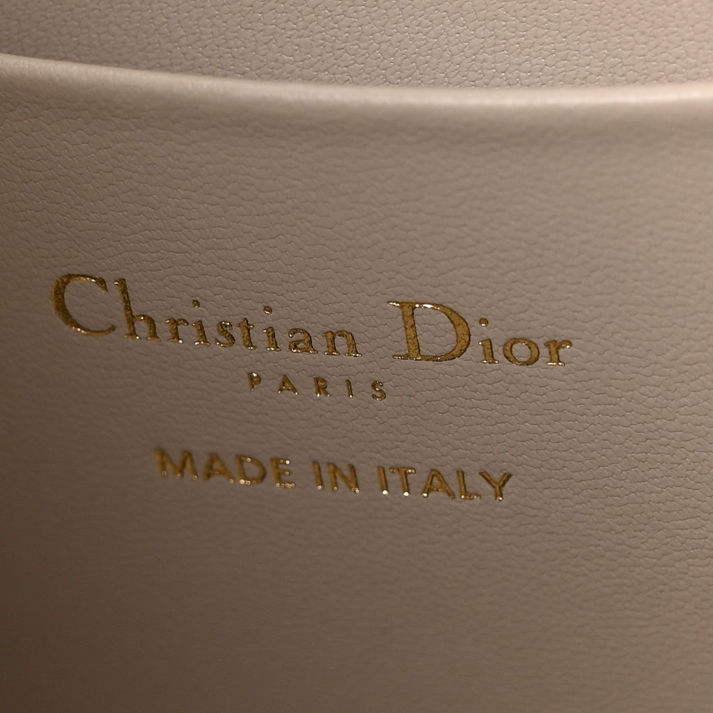Christian Dior Metallic Calfskin Macrocannage Small Toujours Vertical Tote Gold