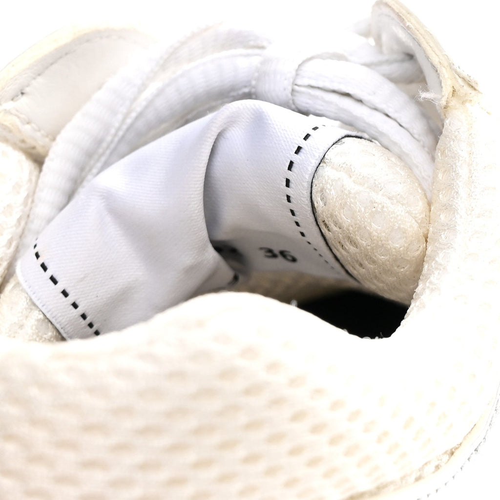 Fabric Laminated Calfskin Stretch CC Sneakers 36 White Silver