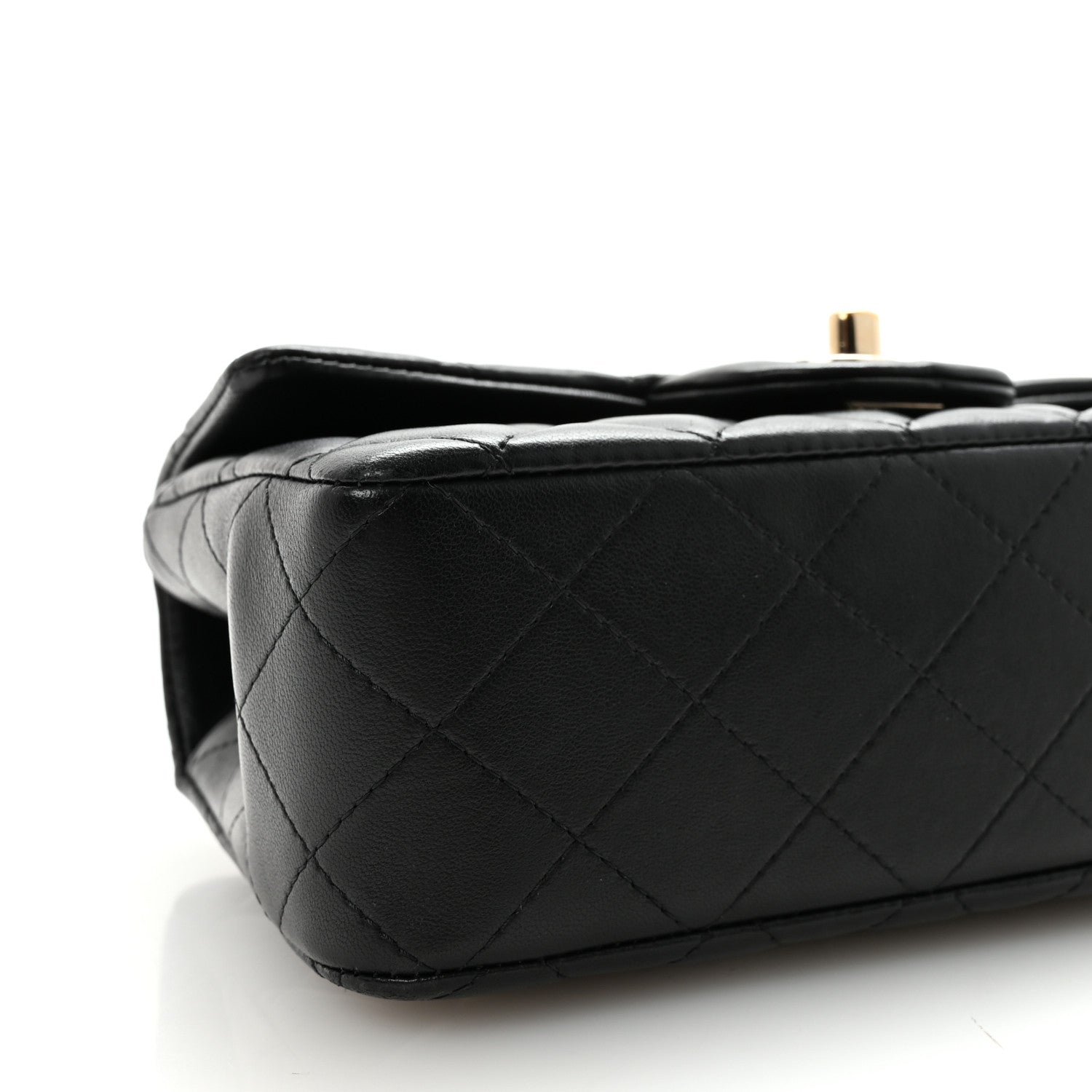 Chanel Lambskin Quilted Mini Top Handle Rectangular Flap Black