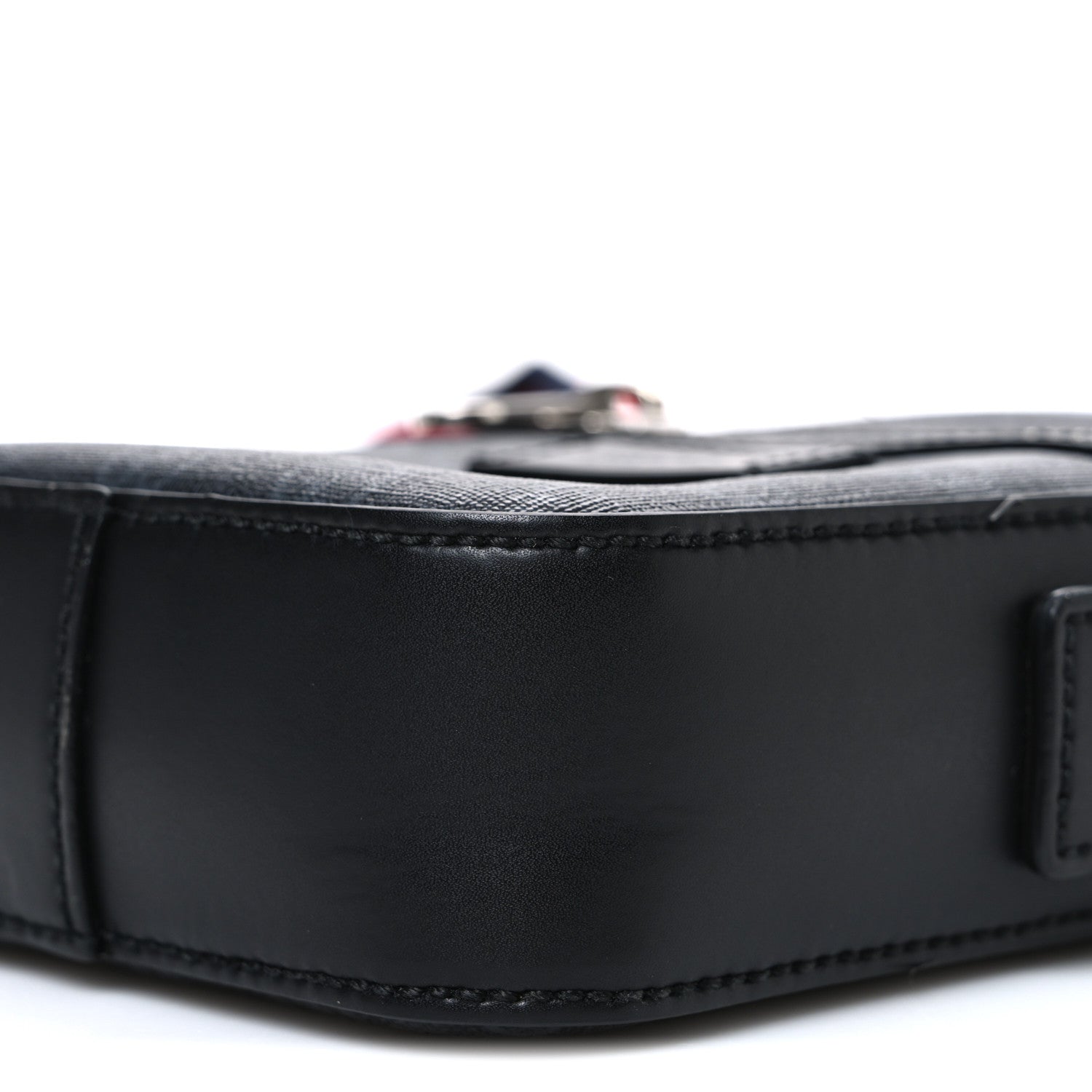 Gucci GG Supreme Monogram Appia Calfskin Web Small Camera Messenger Bag Black Grey