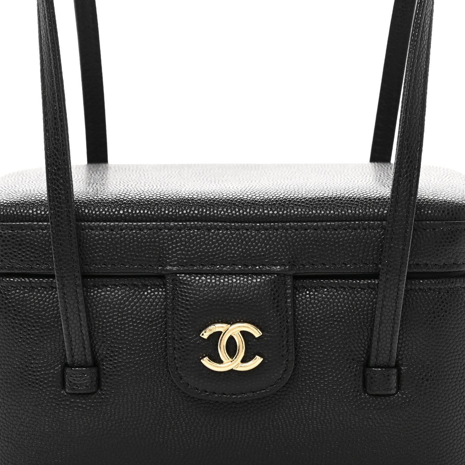 Chanel Shiny Caviar Preppy Coco Long Vanity With Strap Black
