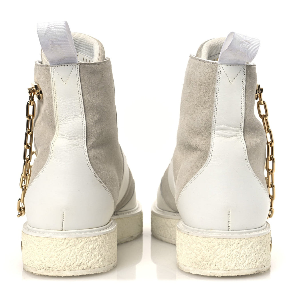 Louis Vuitton Calfskin Suede Mens Creeper Ankle Boots 9 White
