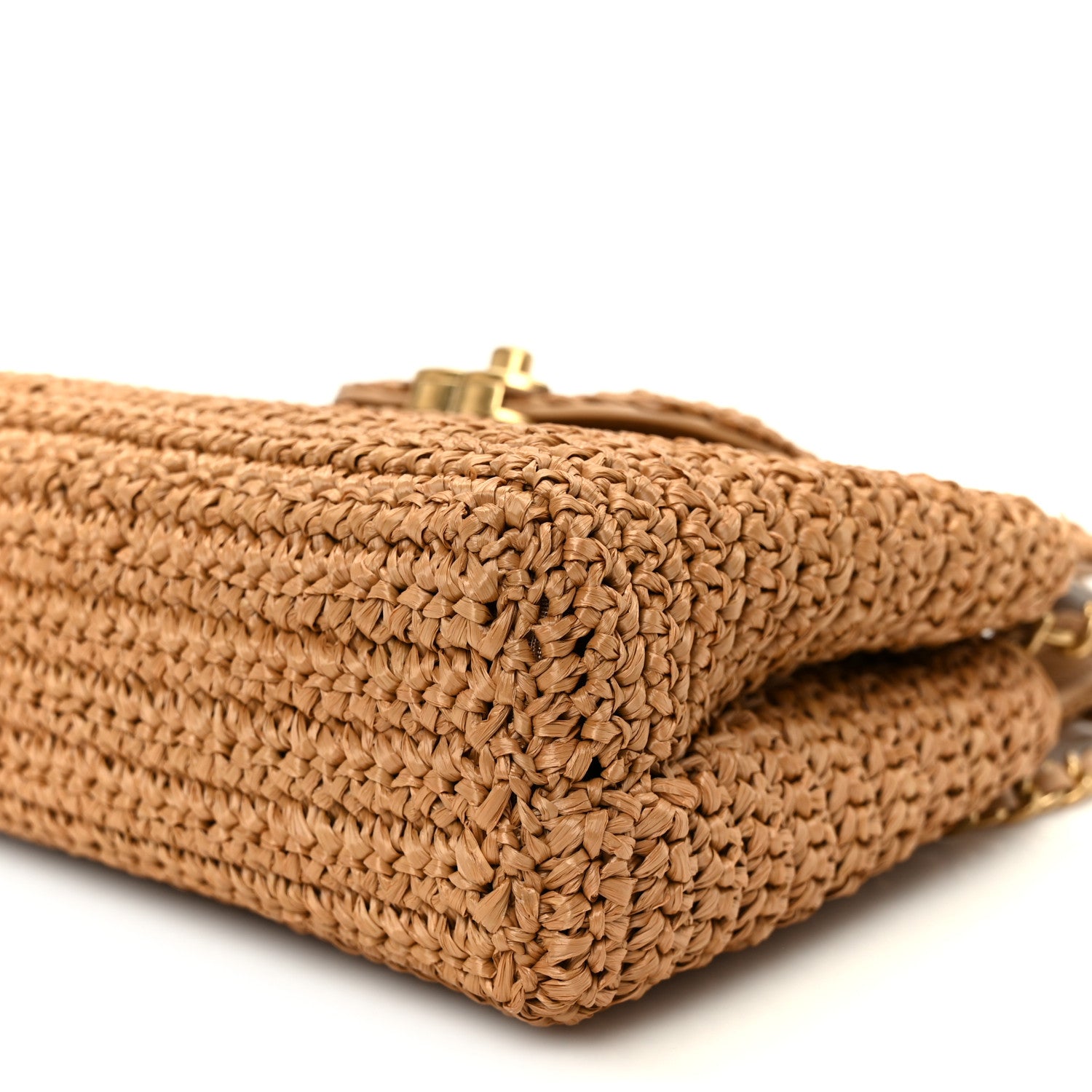 Chanel Braided Raffia Nano Kelly Flap Bag Dark Beige