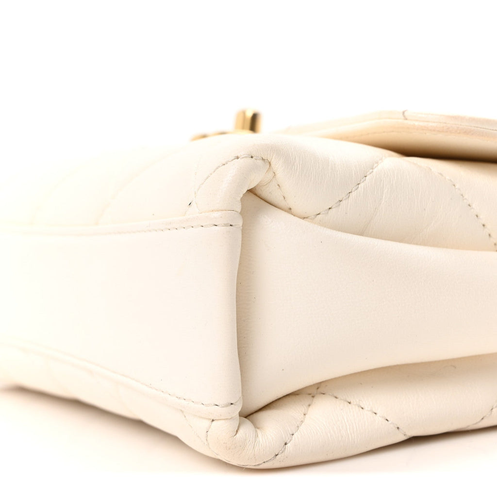 Chanel Lambskin Quilted Small CC Crystal Logo Chain Flap White