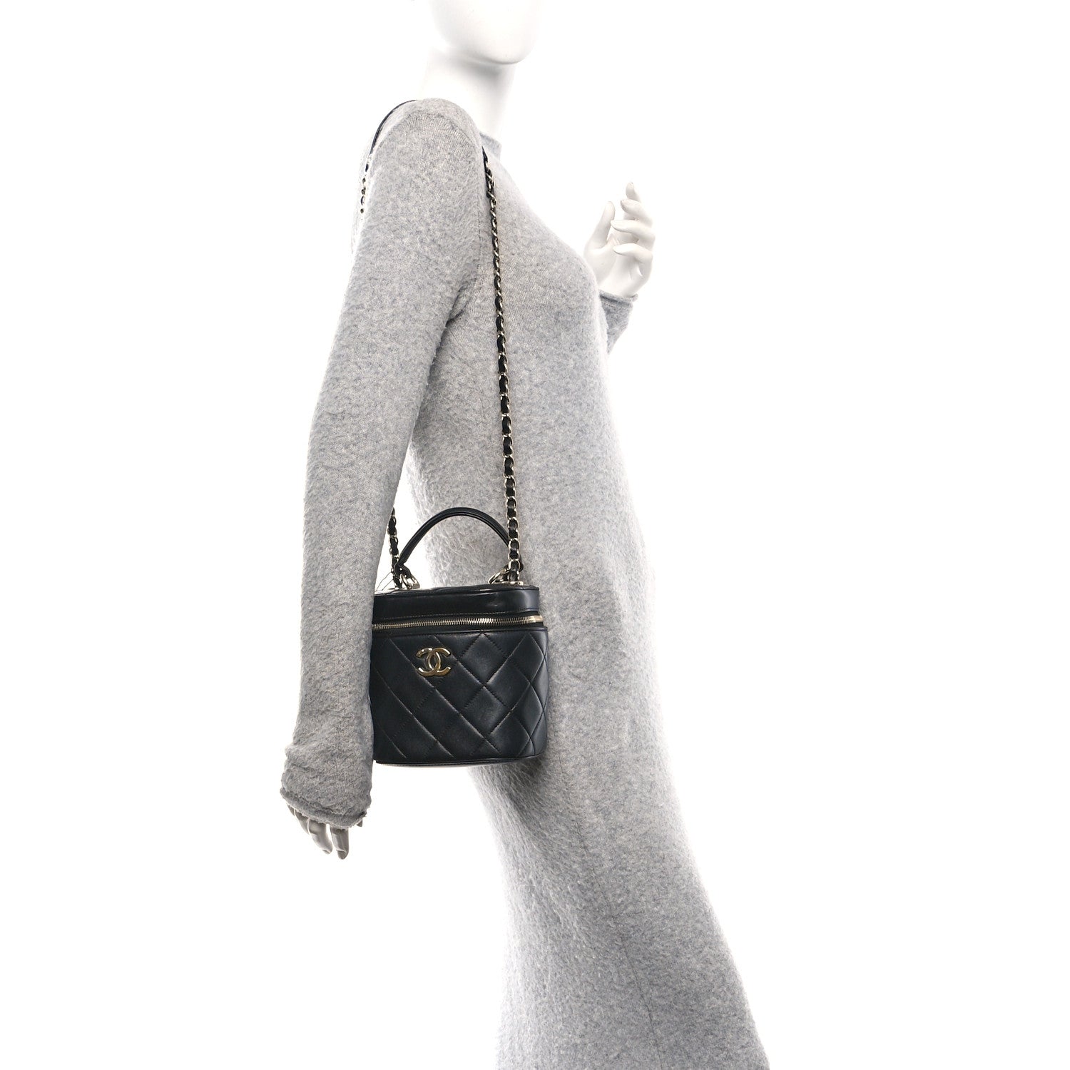Chanel Lambskin Quilted Trendy Vanity Case Black