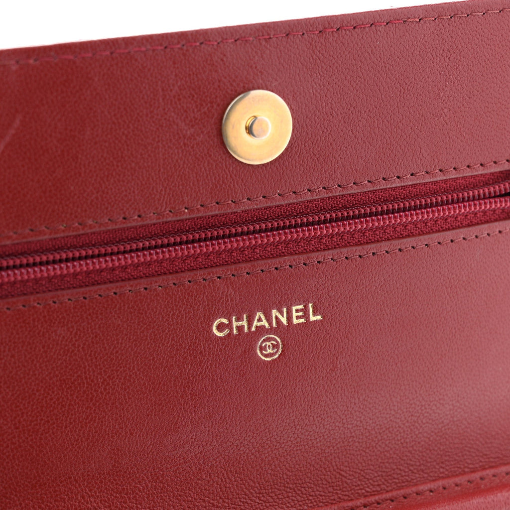 Chanel Lambskin Quilted Infinity Wallet On Chain WOC Burgundy