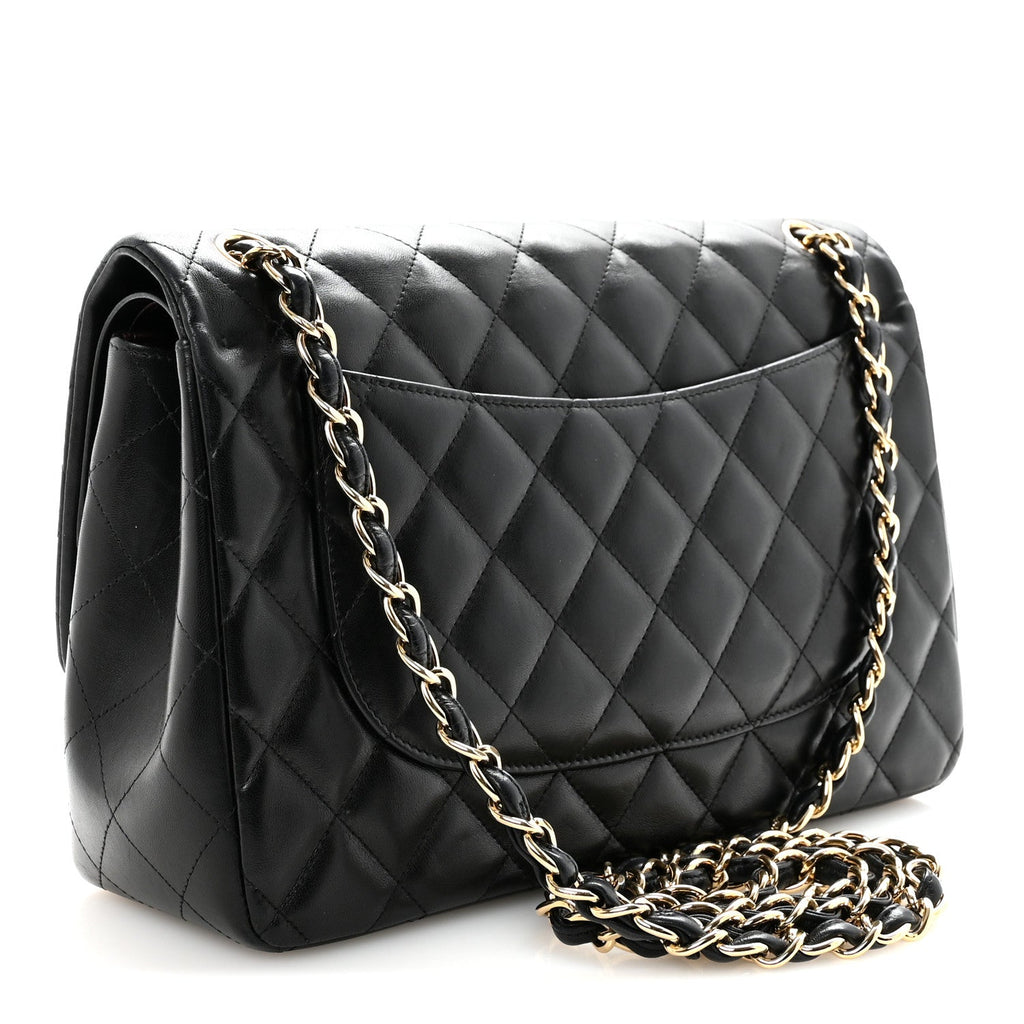 Chanel Lambskin Quilted Jumbo Double Flap Black