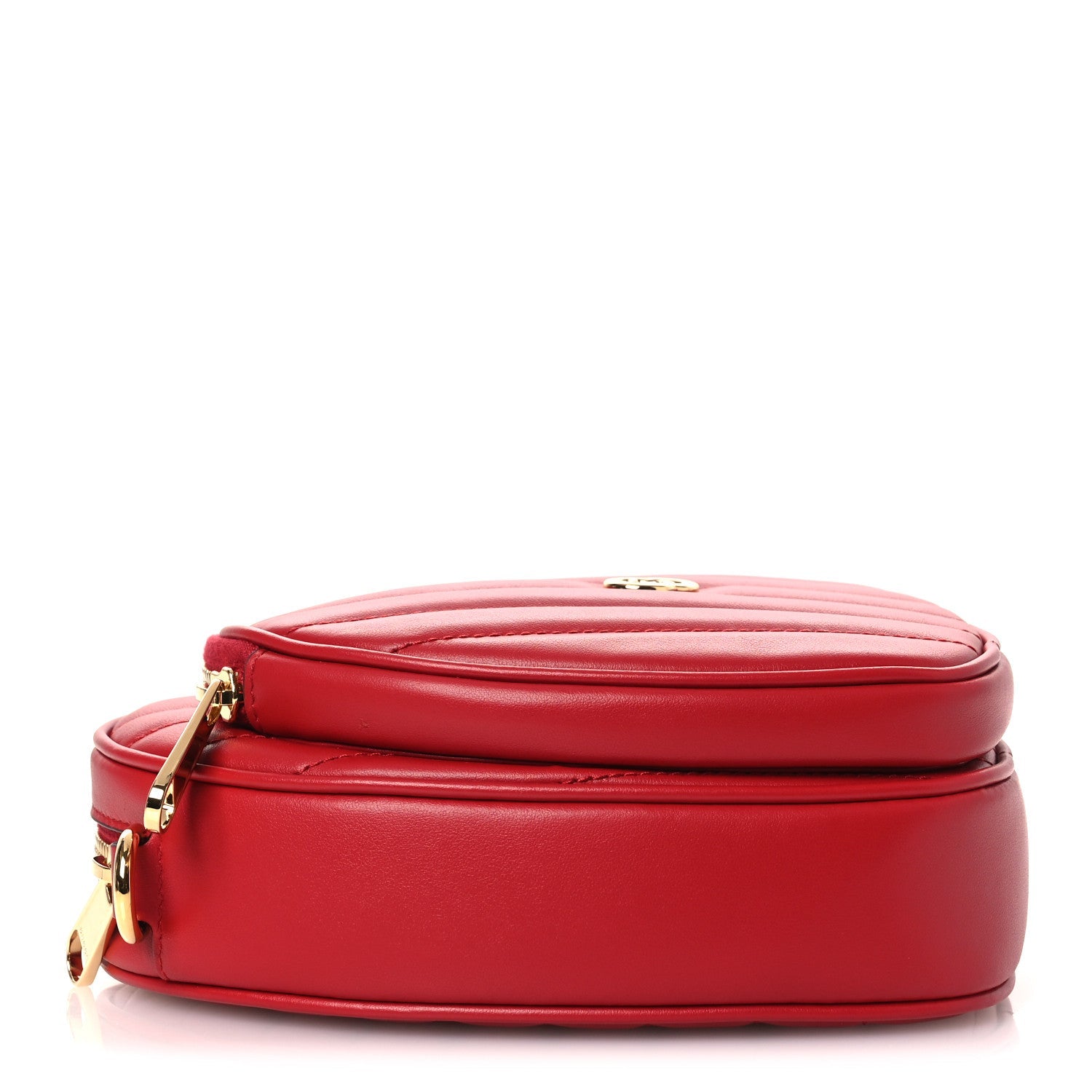 Gucci Calfskin Matelasse Diagonal Mini Interlocking G Heart Shoulder Bag Hibiscus Red