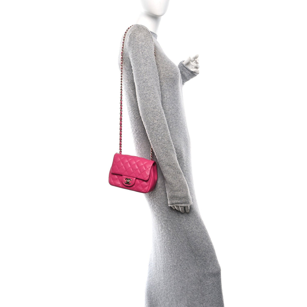 Chanel Lambskin Quilted Mini Square Flap Pink
