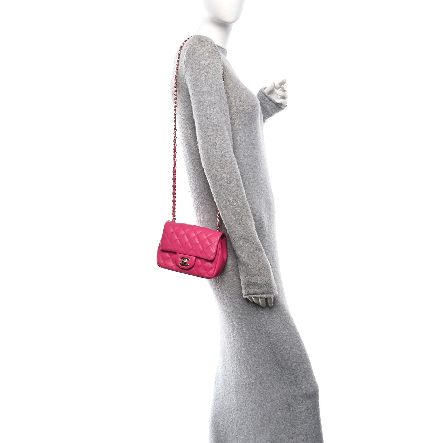 Chanel Lambskin Quilted Mini Square Flap Pink